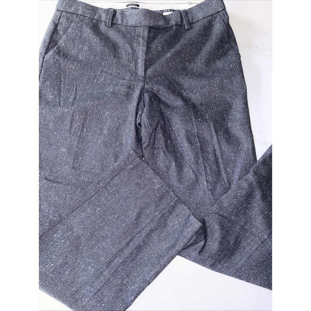 Talbots Windsor Pants Womens 8P Navy Italian Wool Blend Herringbone Lined Office